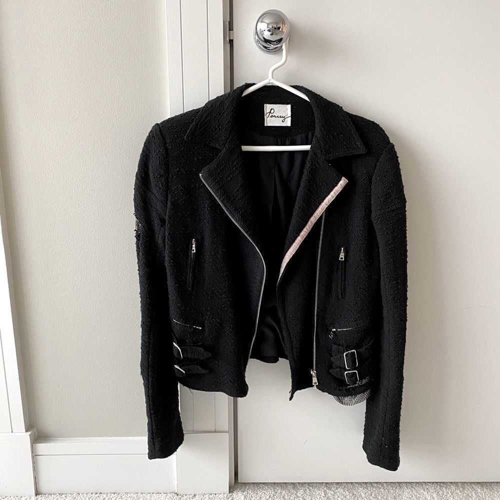 Pencey Black Blazer- Mesh Chain Detailing